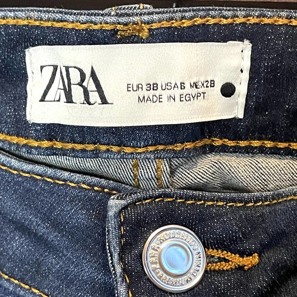 ZARA Womens Mid Rise Skinny Jeans Dark Wash Denim Size 6 - Picture 5 of 5